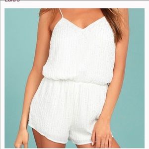 White Beaded Romper with open back